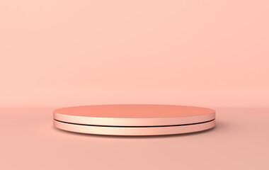 3d rendered studio with geometric shapes, podium on the floor. Platforms for product presentation, mock up background.