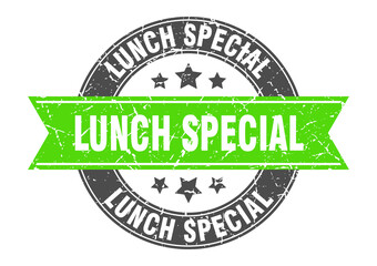 Obraz premium lunch special round stamp with ribbon. label sign
