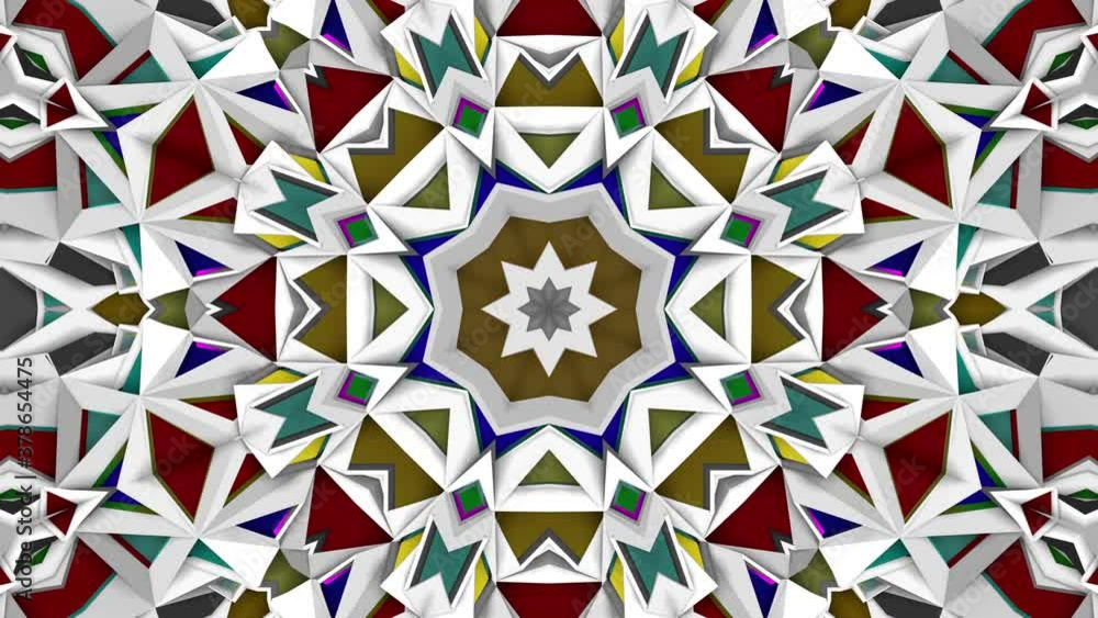 Poster 3d looped kaleidoscope background. abstract animation patterns. 3d render