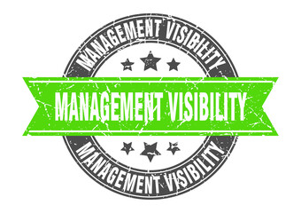 management visibility round stamp with ribbon. label sign