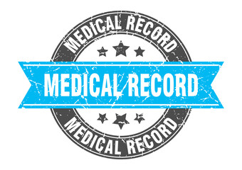 medical record round stamp with ribbon. label sign