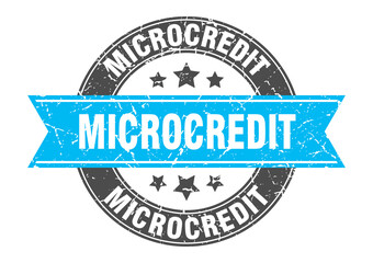 microcredit round stamp with ribbon. label sign