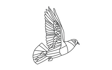 Pigeon line illustration. Geometric abstract animal drawings. Contour drawing.