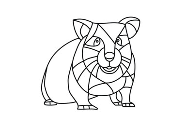 Hamster line illustration. Geometric abstract animal drawings. Contour drawing.