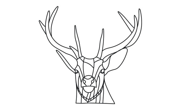 Deer line illustration. Geometric abstract animal drawings. Contour drawing. © checkpoint