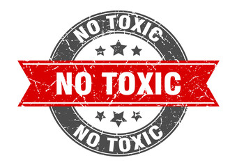 no toxic round stamp with ribbon. label sign