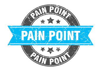 pain point round stamp with ribbon. label sign