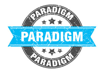 paradigm round stamp with ribbon. label sign