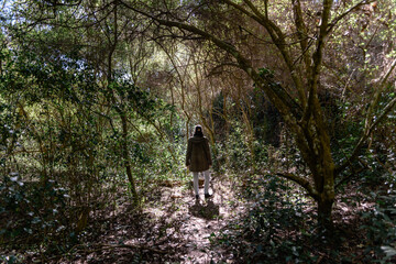 Back view Woman in Countryside