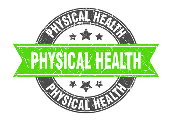 physical health round stamp with ribbon. label sign
