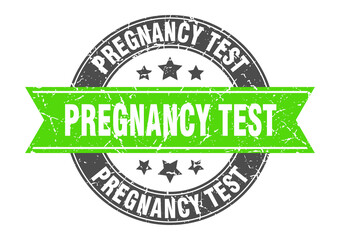 pregnancy test round stamp with ribbon. label sign