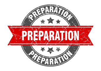 preparation round stamp with ribbon. label sign