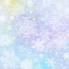 落ち着いた色合いの冬の背景イラスト グラデーションと雪の結晶 Wall Mural Umiberry