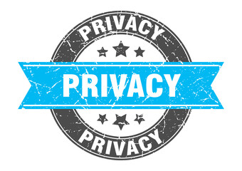 privacy round stamp with ribbon. label sign