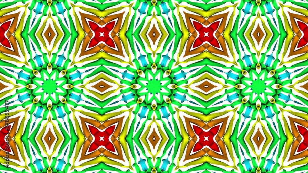 Poster bright multicolored looped kaleidoscope background. abstract animation. 3d render