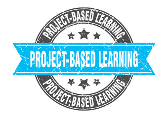 project-based learning round stamp with ribbon. label sign