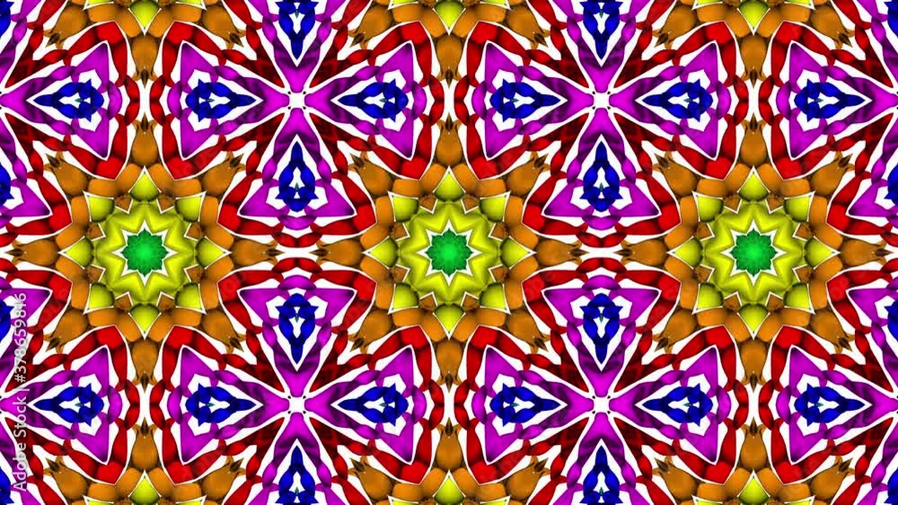 Poster bright multicolored looped kaleidoscope background. abstract animation. 3d render