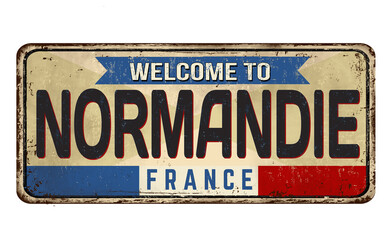 Welcome to Normandie vintage rusty metal sign - obrazy, fototapety, plakaty