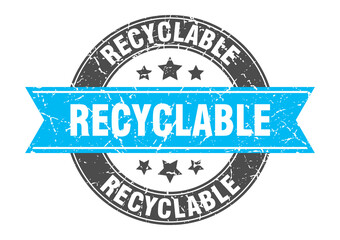 recyclable round stamp with ribbon. label sign