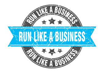 run like a business round stamp with ribbon. label sign
