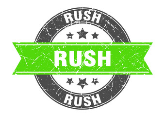 Fototapeta premium rush round stamp with ribbon. label sign