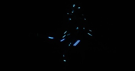 Woman is performing on stage of the nightclub, light show, 4k - Powered by Adobe