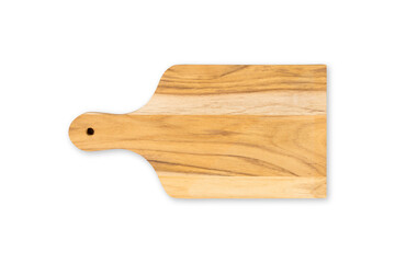 Wooden cutting kitchen Board, isolated on white background. Top view