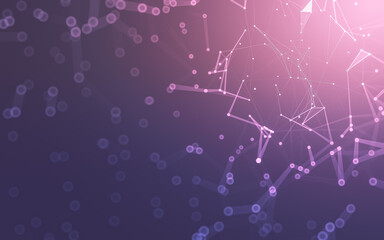 Abstract background. Molecules technology with polygonal shapes, connecting dots and lines. Connection structure. Big data visualization.