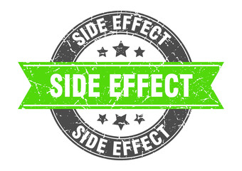 Obraz premium side effect round stamp with ribbon. label sign