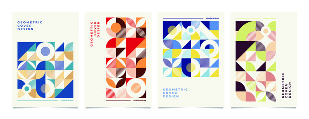 Retro geometric cover. Retro geometric style flat and line design elements. Retro art for covers, banners, flyers, and posters.