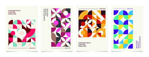 Obraz premium Retro geometric cover. Retro geometric style flat and line design elements. Retro art for covers, banners, flyers, and posters.