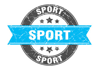 Fototapeta premium sport round stamp with ribbon. label sign