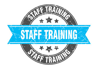 staff training round stamp with ribbon. label sign