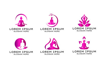 Set of yoga logo vector