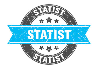 statist round stamp with ribbon. label sign