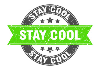 stay cool round stamp with ribbon. label sign