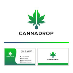 Vector abstract marijuana oil logo template with business card