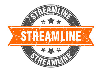 streamline round stamp with ribbon. label sign