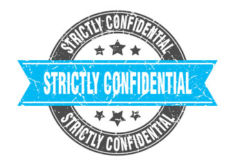 Fototapeta premium strictly confidential round stamp with ribbon. label sign