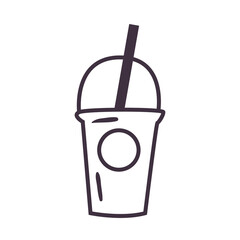 tea mug with cover and straw line style icon vector design