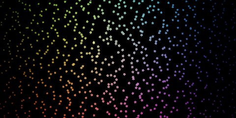 Dark Multicolor vector template with neon stars. Shining colorful illustration with small and big stars. Theme for cell phones.