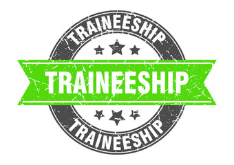 traineeship round stamp with ribbon. label sign