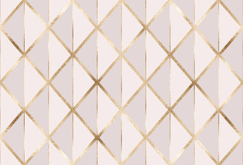 Geometric gold glitter 3d rhombus tile seamless pattern.