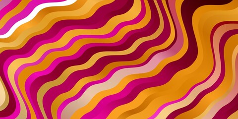Light Pink, Yellow vector template with wry lines. Colorful geometric sample with gradient curves.  Design for your business promotion.