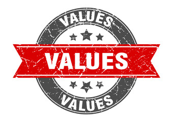 values round stamp with ribbon. label sign