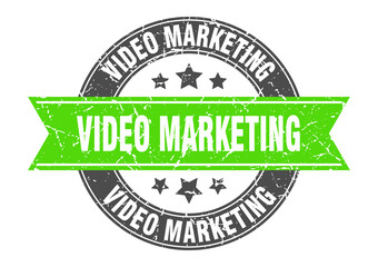 video marketing round stamp with ribbon. label sign