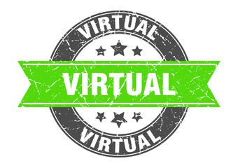 Obraz premium virtual round stamp with ribbon. label sign