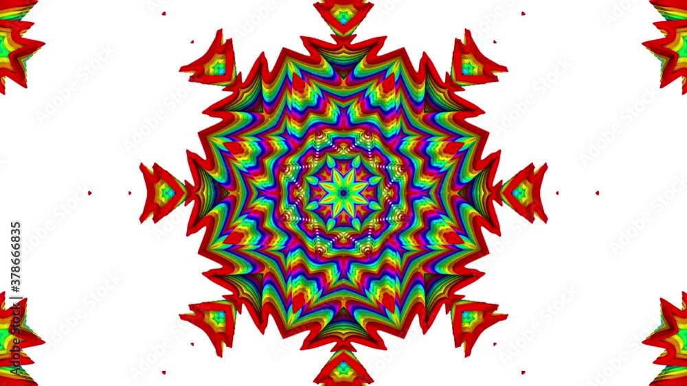 Poster bright multicolored looped kaleidoscope background. abstract animation. 3d render