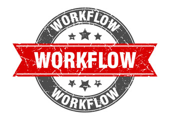 workflow round stamp with ribbon. label sign