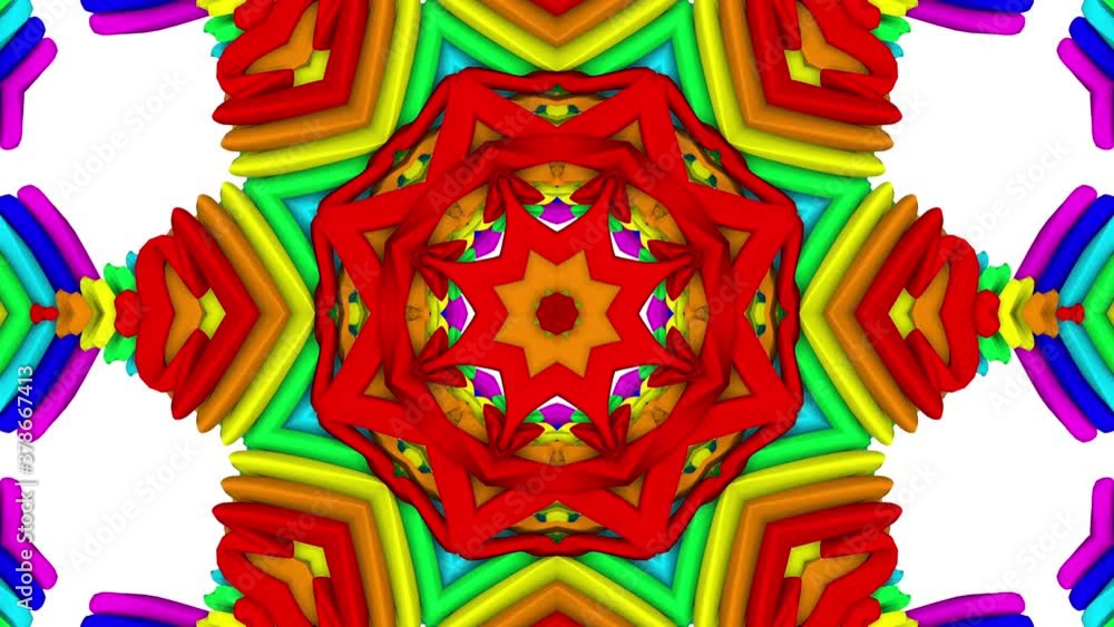 Poster bright multicolored looped kaleidoscope background. abstract animation. 3d render